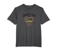 Country Girl at Heart Rustic Farm Cowgirl T-Shirt, Men's Big and Tall, Dark Heather Grey, 4X Tall