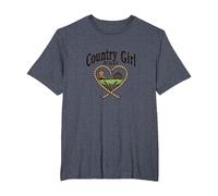 Country Girl at Heart Rustic Farm Cowgirl T-Shirt, Men's Big and Tall, Heather Blue, 6X Tall