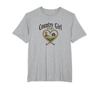 Country Girl at Heart Rustic Farm Cowgirl T-Shirt, Men's Big and Tall, Heather Grey, 6X Tall