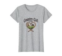 Country Girl at Heart Rustic Farm Cowgirl T-Shirt, Women, Heather Grey, 3XL