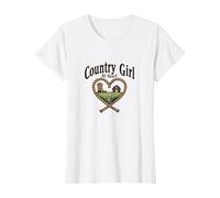 Country Girl at Heart Rustic Farm Cowgirl T-Shirt, Women, White, XL