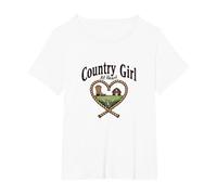 Country Girl at Heart Rustic Farm Cowgirl T-Shirt, Women's Plus, White, 1X