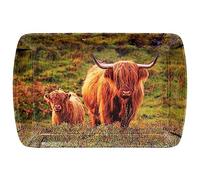 Country Highland Cow & Calf Small Serving Tray 24x16cm Trinket Snacks Brown