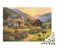 Country House Jigsaw Puzzle 1000 Piece Recyclable Material Rural Landscape Puzzles for Elderly Relieve Senile Dementia Fun Activity Great Gift Idea 70x50cm/1000pcs
