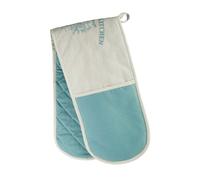 Premier Housewares Oven Glove / Oven Gloves Double / Oven Mitt / Heat Resistand Oven Glove/ Country Kitchen Design - Blue