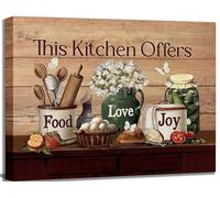 Country Kitchen Food Still Life Canvas Wall art Vintage Rustic Farmhouse This Kitchen Offers Food Love and Joy Painting Picture Wall Decor Poster Print Artwork for Dining Room Home Decoration