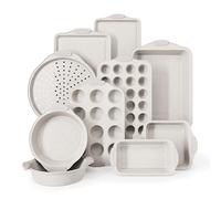 Country Kitchen Nonstick Stackable Bakeware Set - Durable, Easy Release Baking Set, Cream, 10 Pcs