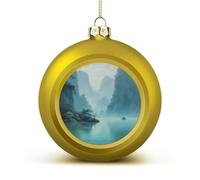 Country Life Pictures Christmas Tree Ornaments 4CM Shatterproof Pc Plastic Balls with Lanyard Baubles Hanging Christmas Ball Ornaments for Xmas Tree Holiday Party Wedding Home Decorations