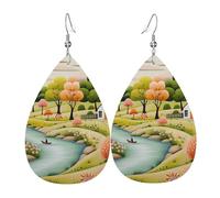 Country Lifestyle Leather Earrings Dangle Drop Earring Lightweight Teardrop Earrings Vintage Bohemian Earring for Women Christmas Birthday Gift Fashion Jewelry