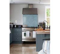 Country Living Acanthus Leaf Air Force Blue Glass Kitchen Self Adhesive Splashback 600mm X 750mm