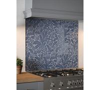 Country Living Acanthus Leaf Air Force Blue Glass Kitchen Splashback 600mm x 750mm - Self Adhesive Easy Install Cooker Back Panel