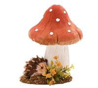Country Living Autumn Harvest Natural Handmade Hedgehog Ornament with Mushroom in Red Country Living Red