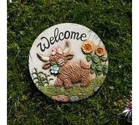 Country Living Cement Stepping Stones Highland Cow Welcome