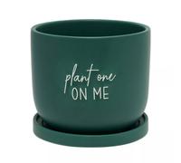 Widdop and Co Country Living Plant One on Me Plant Pot Dark Green Planter with Saucer
