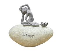 Country Living Frog on Stone Garden Ornament Statue Figurine - 3 Designs available - 15.5cm (Be Happy)