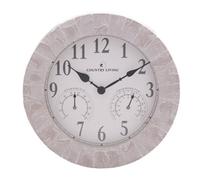 Country Living Garden Clock with Built-in Thermometer 14 inch - Size: 35 x 35 x 7cm - Grey - Wilko