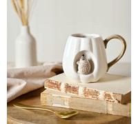 Widdop and Co. - Country Living - White Glazed Ceramic Hedgehog Mug. Home Decor Gifting for Tea, Coffee, Kitchen & Dinner Parties + Animal & Nature Lovers - H9.5 x W13 x D9 cms.