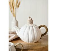 Country Living Ceramic Hedgehog Teapot Autumn Harvest, White Glazed H16 x W21.5 x D13.5cm