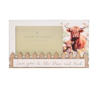 Country Living Highland Cow Photo Frame 4"x6" - "Love You to the Moo and Back" Rustic Wooden Frame for Farmhouse Décor and Gift for Animal Lovers
