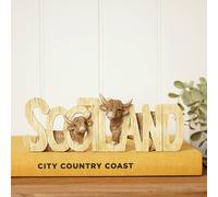 Country Living Highland Cow Plaque "Scotland" in Brown Country Living Brown