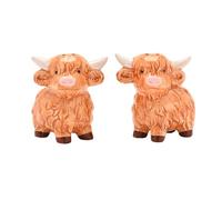 Country Living Highland Cows Salt & Pepper Pots - Ceramic Cow-Shaped Condiment Shakers, Countryside-Inspired Dining Tableware