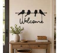 Country Living Metal Garden Plaque with 4 Birds - Welcome
