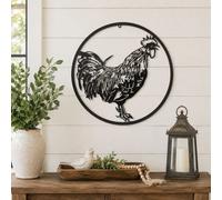 Country Living Cockerel Metal Wall Art 60cm - Size: 60 x 60 x 1cm - Black - Wilko