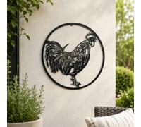 Country Living Cockerel Metal Wall Art 60cm - Size: 60 x 60 x 1cm - Black - Wilko