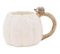 Country Living Pumpkin Mug with Hedgehog on Handle - Autumn Ceramic Hot Drink Cup, Woodland-Themed Rustic Coffee & Tea Mug, Seasonal Gift for Fall