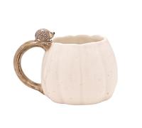 Country Living Pumpkin Mug with Hedgehog on Handle - Autumn Ceramic Hot Drink Cup, Woodland-Themed Rustic Coffee & Tea Mug, Seasonal Gift for Fall