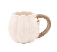Country Living Pumpkin Shaped Mug - Autumn Ceramic Hot Drink Cup with Wooden Handle, Seasonal Fall Kitchenware, Cosy Harvest Gift