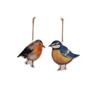 Country Living Set of 2 Bird Plaques - Robin & Blue Tit