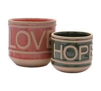 Country Living Set Of 2 Ceramic Planters Love & Hope