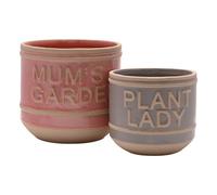 Country Living Set Of 2 Ceramic Planters Mum's Garden & Plant Lady
