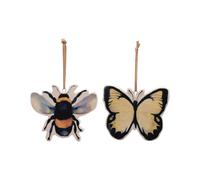 Country Living Set of 2 Insect Plaques - Bee & Butterfly
