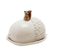 Widdop & Co Ceramic Butter Dish With Squirrel Detail Lid White 13.5 X 18 X 12.5Cm