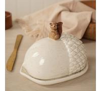 Widdop & Co Ceramic Butter Dish With Squirrel Detail Lid White 13.5 X 18 X 12.5Cm