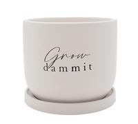 Country Living The Collection Ceramic Plant Pot - "Grow Damn It" in White Country Living White