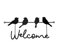 Country Living The Collection Metal Garden Plaque with 4 Birds - "Welcome" in Black Country Living Black