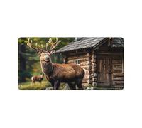 Country Lodge Bear Deer Desk Pad Protector Large Waterproof Desk Mat Blotter Non-Slip Rubber Base Multifunctional Mouse Keyboard Gaming Pad Big Computer Mat for Home Office