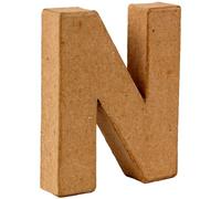Country Love Crafts 4-inch/ 10cm 3D Letter N Papier Mache, Beige