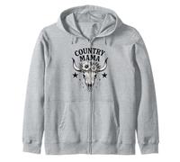 Country Mama Western Rustic Skull Sunflowers Floral Boho Zip Hoodie