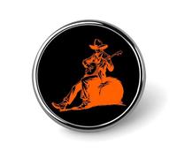 Country Man Playing Banjo Round Lapel Pin Button Brooch Pins Badge for Tie Hat Clothing Jewelry Accessories