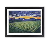 Country Meadow Framed Wall Art Print A2 Black