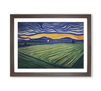 Country Meadow Framed Wall Art Print A2 Walnut