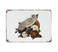 Country Metal Signs Halloween Owl Skeleton' Flower Floral Wall Decor Aluminum Tin Signs for Garden Entryway Terrace Abstract Rose Horror Art Poster Gift for Kitchen 10x14 Inch
