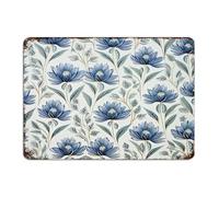 Country Metal Signs Outdoor Blue Floral Home Decor Garage Signs for Terrace Kitchen Coffee Bar Traditional Chinese Chinoiserie Art Poster Gift for Pubs Club 10x14 Inch
