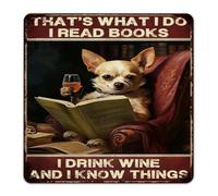 Country Metal Signs Outdoor That's What I Do I Read Books I Drink Wine Man Cave Decor Garage Signs for Patio Dorm Dining Room Book Lovers Animal Picture Art Poster Gift for Business 12x12