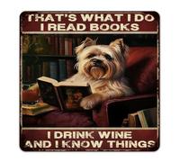 Country Metal Signs Outdoor That's What I Do I Read Books I Drink Wine Wall Decorations Garage Signs for Restaurants Outside Fence Dog Lovers Gifts Puppy Art Poster Gift for Men 12x12
