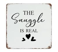 Country Metal Tin Sign The Snuggle Is Real Wall Decorations Garage Signs for Garden Living Room Entryway Art Poster Gift for Cabin 12x12 Inch